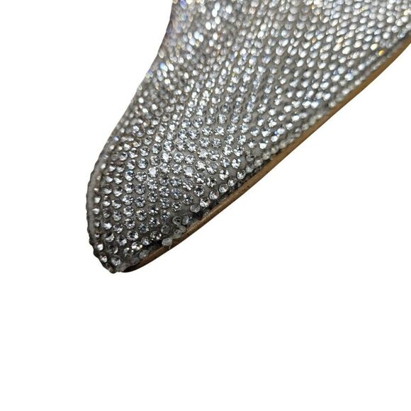 Gianni Bini Womens Silver Rhinestone Cowboy Boots 7.5 Stiletto Bling Glam Prom - Picture 5 of 13